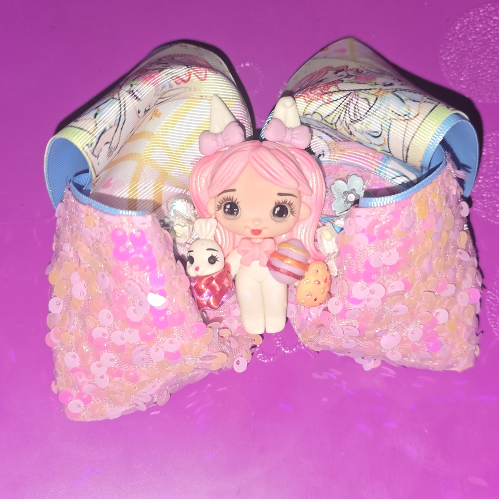 Pink and Blue Doll Accessory with Plush Texture